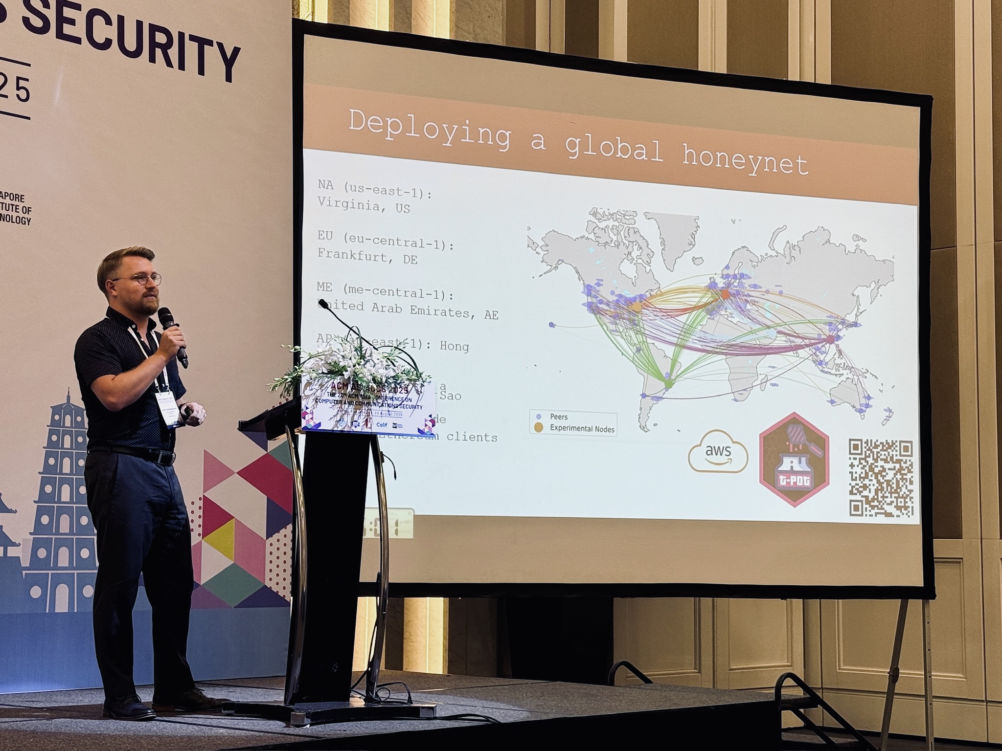 Scott Seidenberger presenting Ethereum node reconnaissance findings at BSCI co-located with ACM ASIACCS 2025 in Ha Noi.